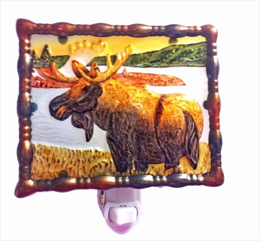 NL0102 Hand Painted Glass Night Light - Moose