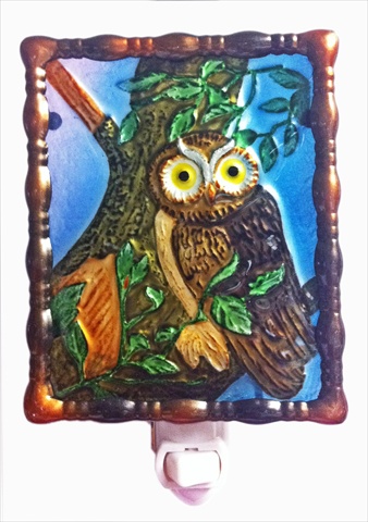 NL9601 Hand Painted Glass Night Light - Owl
