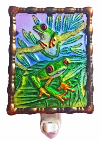 NL9702 Hand Painted Glass Night Light - Tree Frogs