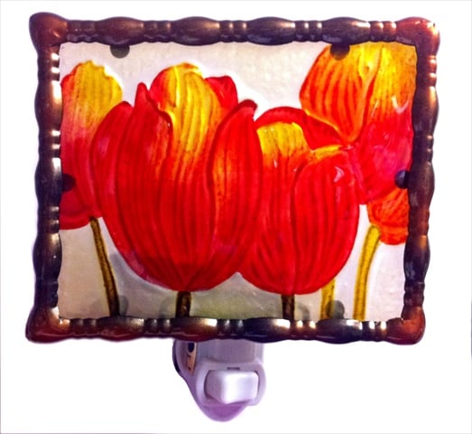 Picture of Continental Art Center NL9801 Hand Painted Glass Night Light - Tulips