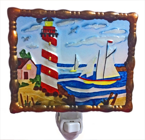 Hand Painted Glass Night Light - Light House