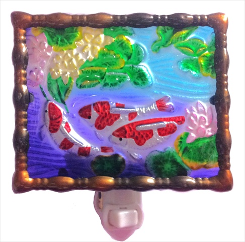 Hand Painted Glass Night Light - Koi Fishes