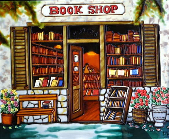 Picture of Continental Art Center AD-0165 12 x 16 in. Book Shop Ceramic Art Tile