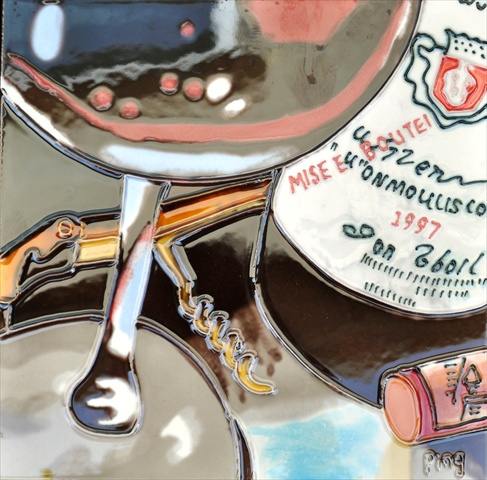 BD-0707 8 x 8 in. Wine With A Partial Glass - Close Up Ceramic Art Tile
