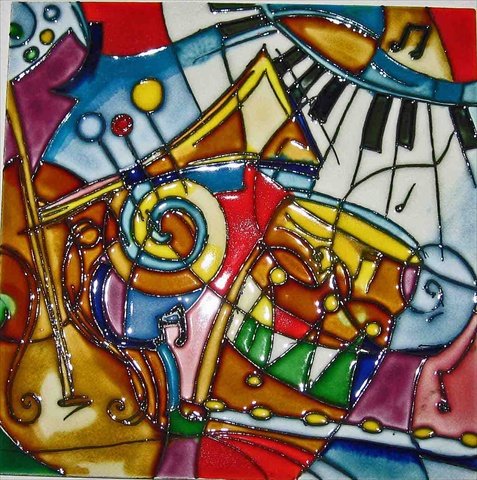 Picture of Continental Art Center BD-2114 8 x 8 in. Music Pattern No.1 Ceramic Art Tile
