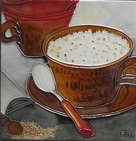 Picture of Continental Art Center BD-2140 8 x 8 in. Coffee With A Spoon Ceramic Art Tile