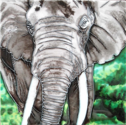 Picture of Continental Art Center BD-2228 8 x 8 in. Grey Elephant Ceramic Art Tile