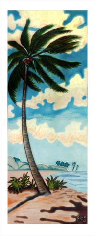 KD-103 6 x 16 in. Palms - Left Ceramic Art Tile