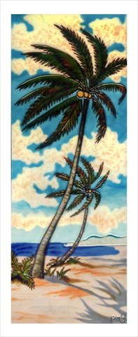 KD-104 6 x 16 in. Palms - Right Ceramic Art Tile