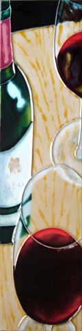 4 x 16 in. Wine Bottles Ceramic Art Tile