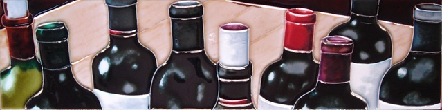 4 x 16 in. Horizontal Wine Designs - Wine Caps Ceramic Art Tile