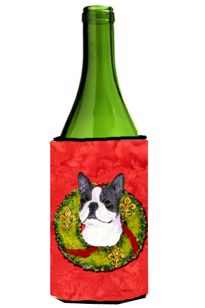 Boston Terrier Cristmas Wreath Wine bottle sleeve Hugger