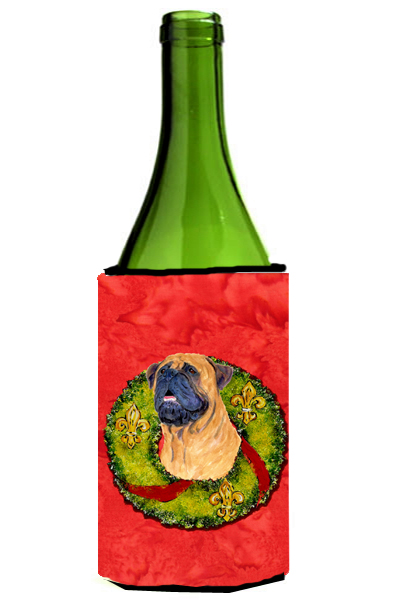 Bullmastiff Cristmas Wreath Wine bottle sleeve Hugger