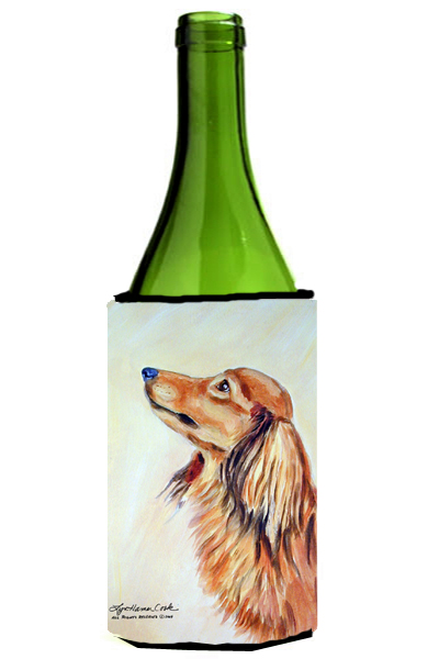 Picture of Carolines Treasures 7240LITERK Long Haired Red Dachshund Wine bottle sleeve Hugger