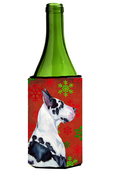 Great Dane Snowflakes Holiday Christmas Wine bottle sleeve Hugger