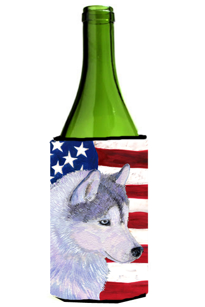 Usa American Flag With Siberian Husky Wine bottle sleeve Hugger