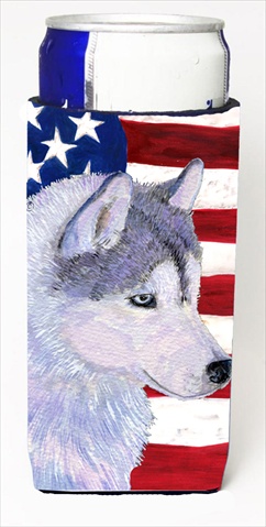 USA American Flag With Siberian Husky Michelob Ultra Bottle Sleeves For Slim Cans