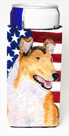 Usa American Flag With Collie Smooth Michelob Ultra bottle sleeves For Slim Cans