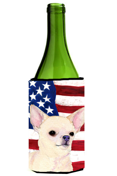 Usa American Flag With Chihuahua Wine bottle sleeve Hugger