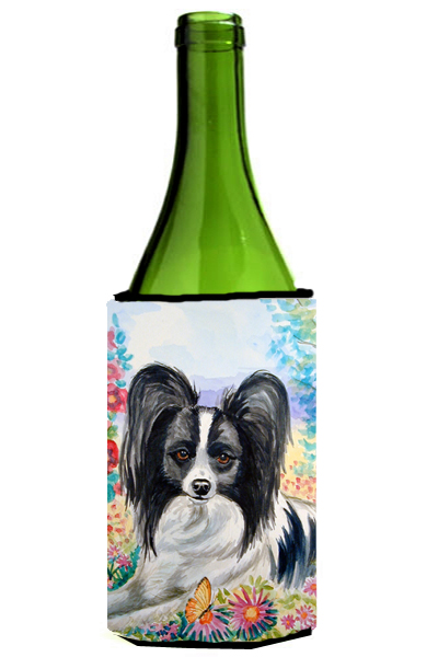Picture of Carolines Treasures 7273LITERK Papillon Wine bottle sleeve Hugger - 24 Oz.