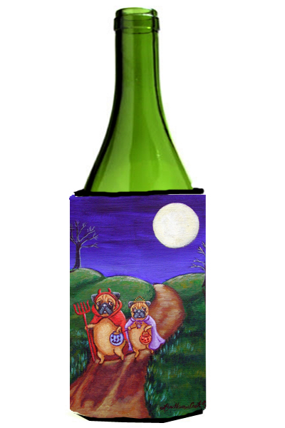 Picture of Carolines Treasures 7281LITERK Trick Or Treat Halloween Pug Wine bottle sleeve Hugger - 24 Oz.