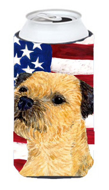 Usa American Flag With Border Terrier Tall Boy bottle sleeve Hugger - 22 To 24 Oz.