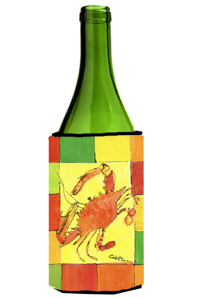 Picture of Carolines Treasures 8020LITERK Crab Bright Yellow Orange And Green Wine bottle sleeve Hugger - 24 Oz.