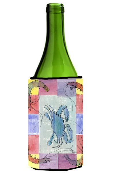 Picture of Carolines Treasures 8021LITERK Crab And Shrimp Wine bottle sleeve Hugger - 24 Oz.