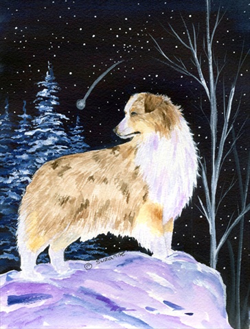 Starry Night Australian Shepherd Flag - Garden Size