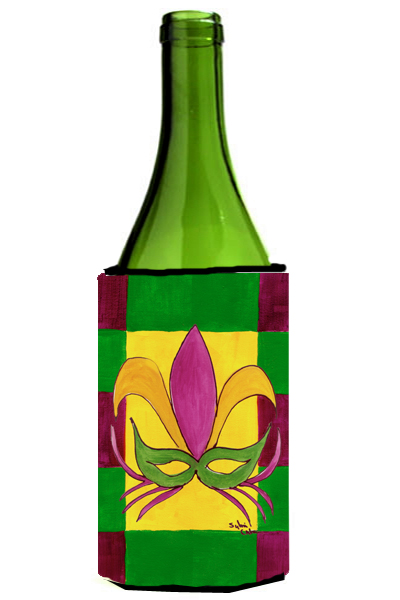 Picture of Carolines Treasures 8035LITERK Mardi Gras Mask Wine bottle sleeve Hugger - 24 Oz.