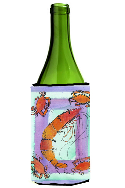 Picture of Carolines Treasures 8037LITERK Shrimp And Crab Wine bottle sleeve Hugger - 24 Oz.