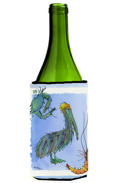 Picture of Carolines Treasures 8038LITERK Pelican Shrimp And Crab Wine bottle sleeve Hugger - 24 Oz.