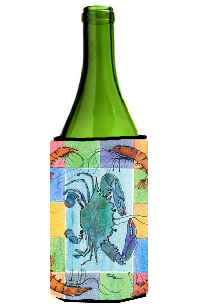 Picture of Carolines Treasures 8040LITERK Crab And Shrimp Wine bottle sleeve Hugger - 24 Oz.