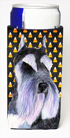 Schnauzer Candy Corn Halloween Portrait Michelob Ultra bottle sleeves For Slim Cans - 12 Oz.