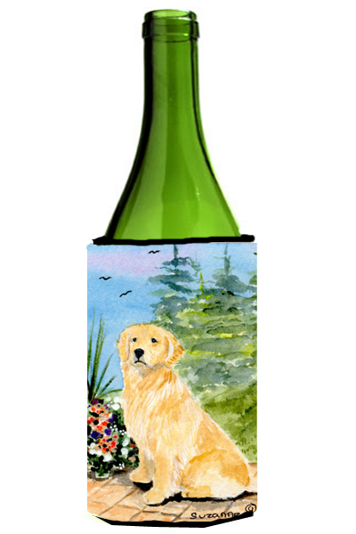 Picture of Carolines Treasures SS8758LITERK Golden Retriever Wine bottle sleeve Hugger - 24 Oz.