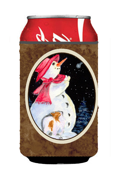 Picture of Carolines Treasures SS8793CC Snowman With Papillon Can Or bottle sleeve Hugger - 12 Oz.