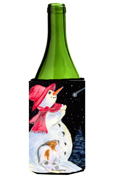 Picture of Carolines Treasures SS8793LITERK Snowman With Papillon Wine bottle sleeve Hugger - 24 Oz.
