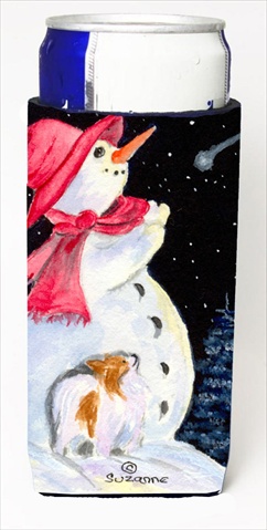 Snowman With Papillon Michelob Ultra bottle sleeves For Slim Cans - 12 Oz.
