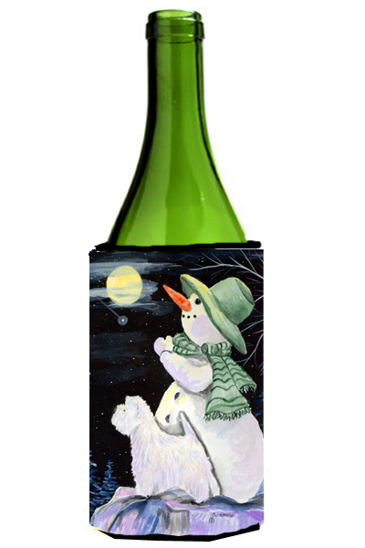 Picture of Carolines Treasures SS8797LITERK Snowman With Westie Wine bottle sleeve Hugger - 24 Oz.