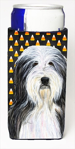 Bearded Collie Candy Corn Halloween Portrait Michelob Ultra bottle sleeves For Slim Cans - 12 Oz.