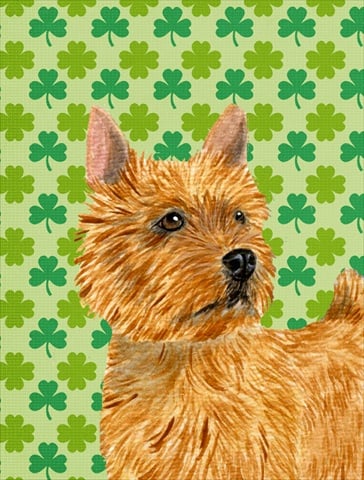 Norwich Terrier St. Patricks Day Shamrock Portrait Flag Canvas - House Size