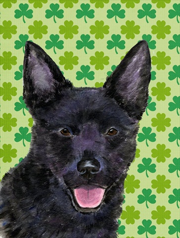 Australian Kelpie St. Patricks Day Shamrock Portrait Flag Canvas - House Size