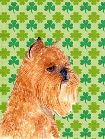 Brussels Griffon St. Patricks Day Shamrock Portrait Flag - Garden Size