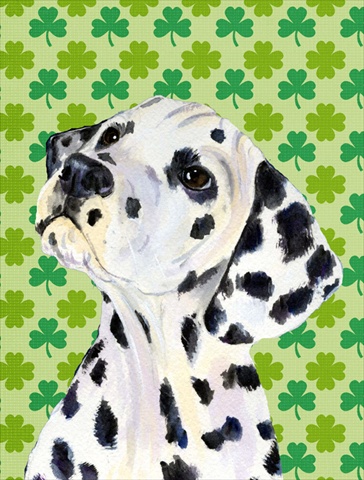 Dalmatian St. Patricks Day Shamrock Portrait Flag - Garden Size