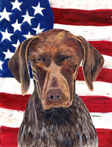 Usa American Flag With German Shorthaired Pointer Flag Canvas - House Size
