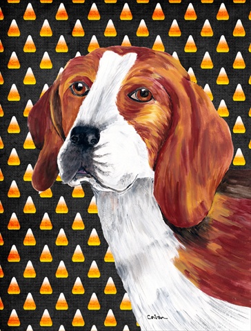 Beagle Candy Corn Halloween Portrait Flag Canvas - House Size