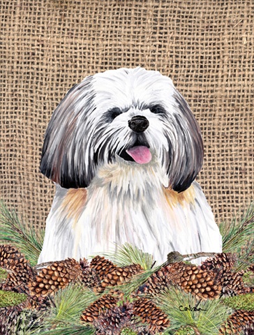 Shih Tzu Flag Canvas - House Size