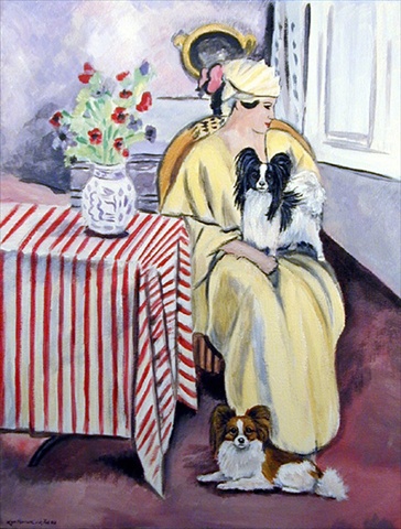 Lady With Her Papillon Flag Canvas - House Size