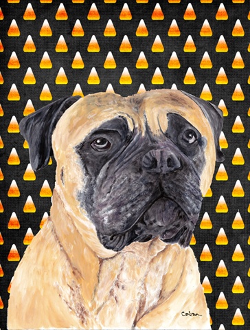 Mastiff Candy Corn Halloween Portrait Flag Canvas - House Size