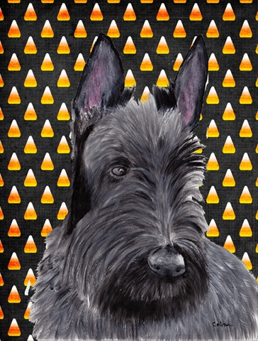 Scottish Terrier Candy Corn Halloween Portrait Flag - Garden Size